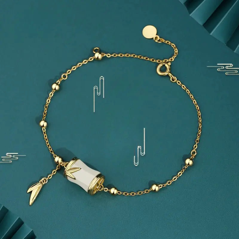 Gold Jade Bracelet: Hetian Bamboo 925 Silver | STAR8S