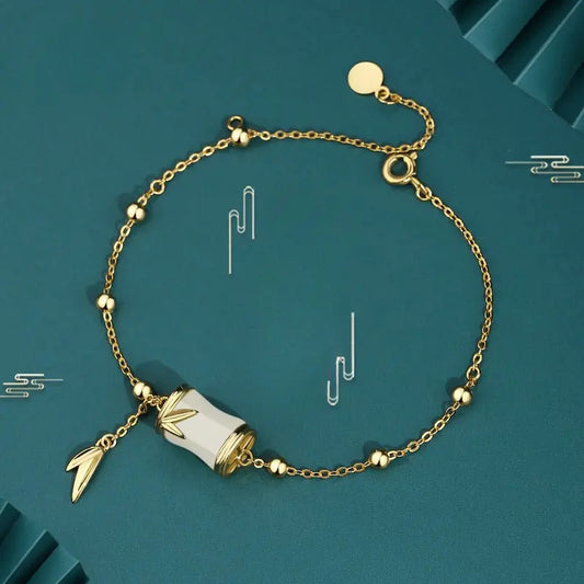 Gold Jade Bracelet: Hetian Bamboo 925 Silver | STAR8S
