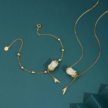 Gold Jade Bracelet: Hetian Bamboo 925 Silver | STAR8S