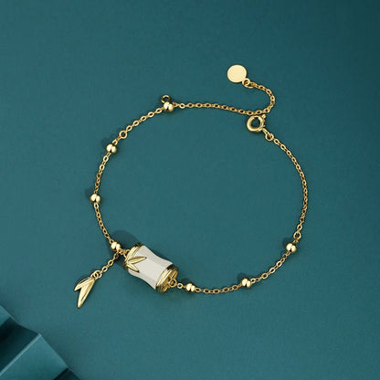 Gold Jade Bracelet: Hetian Bamboo 925 Silver | STAR8S