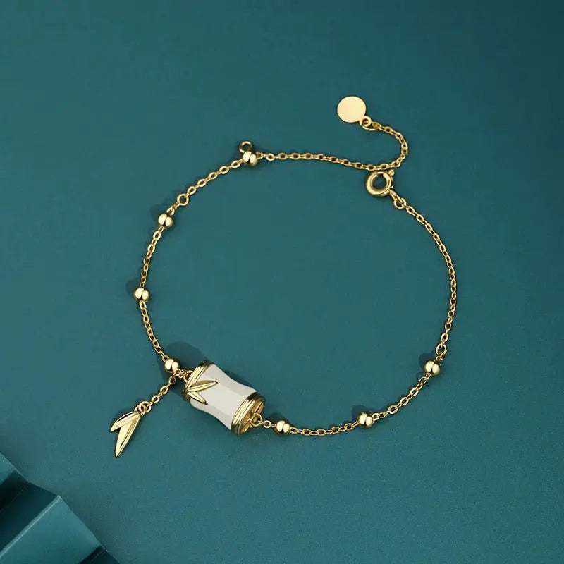 Gold Jade Bracelet: Hetian Bamboo 925 Silver | STAR8S