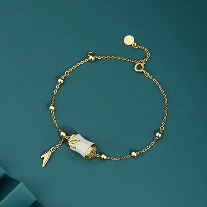 Gold Jade Bracelet: Hetian Bamboo 925 Silver | STAR8S