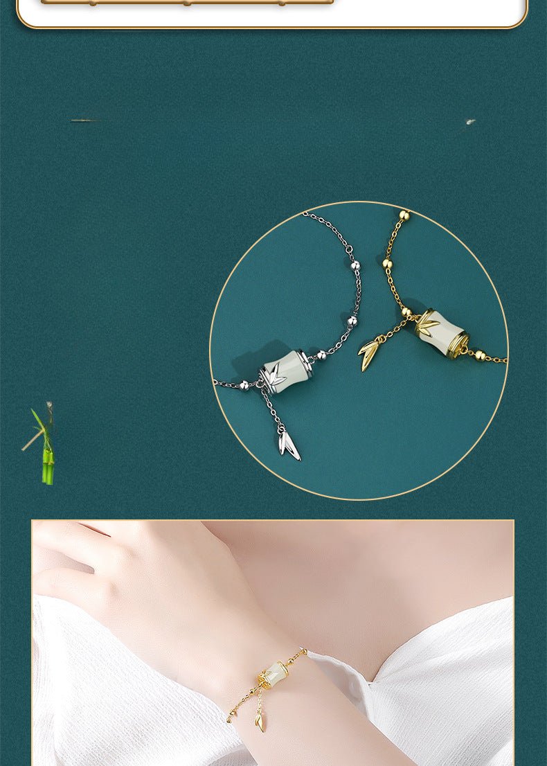 Gold Jade Bracelet: Hetian Bamboo 925 Silver | STAR8S