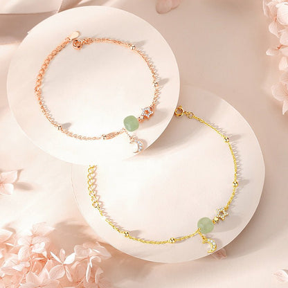 Jade Bracelets - Hetian Jade, 925 Silver, Moon, Star, Ball Design | STAR8S