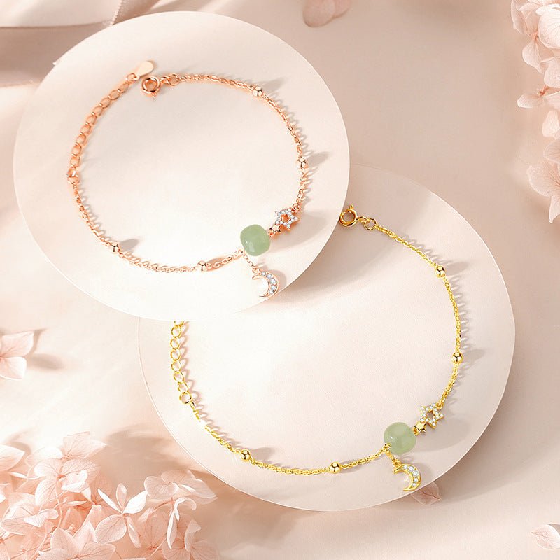 Jade Bracelets - Hetian Jade, 925 Silver, Moon, Star, Ball Design | STAR8S