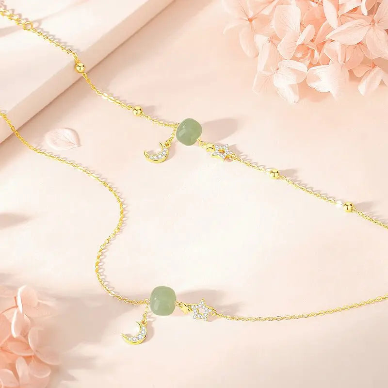 Jade Bracelets - Hetian Jade, 925 Silver, Moon, Star, Ball Design | STAR8S