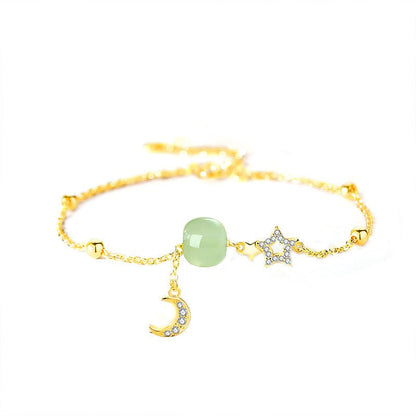 Jade Bracelets - Hetian Jade, 925 Silver, Moon, Star, Ball Design | STAR8S