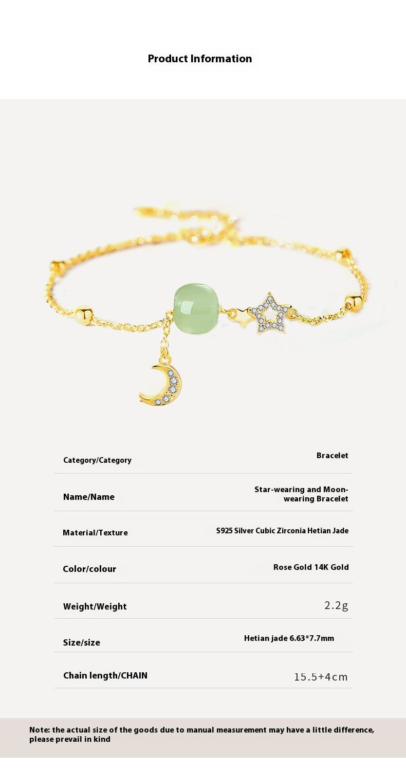 jade bracelets - hetian jade, 925 silver, moon, star, ball design | star8s