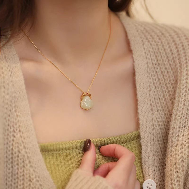 jade buddha necklace - sustainable heitian jade buddhist jewelry gift‌ | star8s