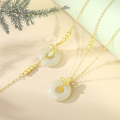 Jade Butterfly Necklace - 925 Silver Hetian Safety Disc Butterfly | STAR8S