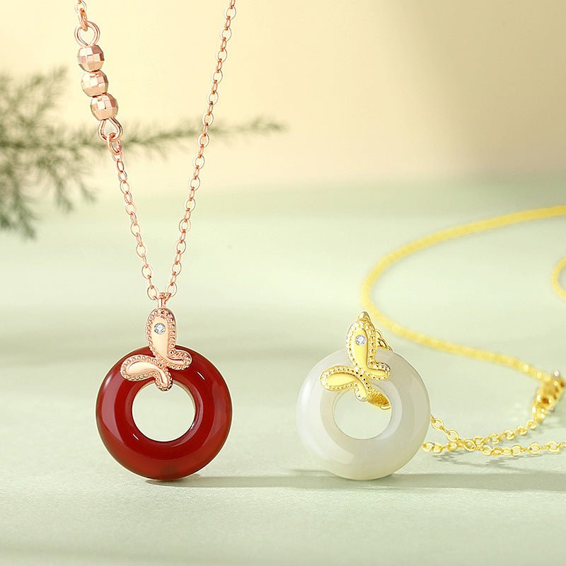 Jade Butterfly Necklace - 925 Silver Hetian Safety Disc Butterfly | STAR8S