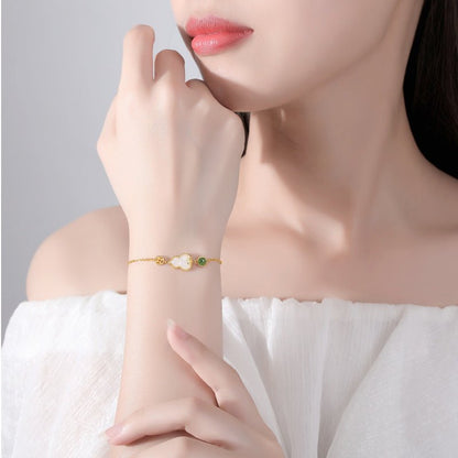 Jade Charm Bracelet: Hetian Gourd Fortune 925 Silver | STAR8S