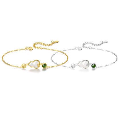 Jade Charm Bracelet: Hetian Gourd Fortune 925 Silver | STAR8S
