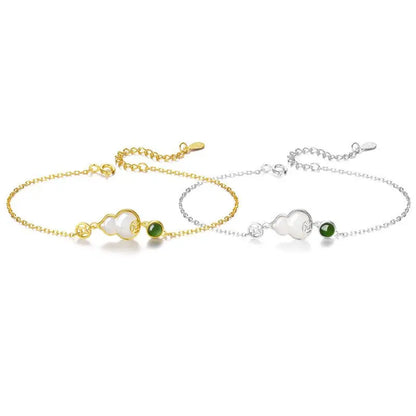 Jade Charm Bracelet: Hetian Gourd Fortune 925 Silver | STAR8S