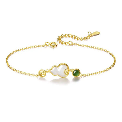 Jade Charm Bracelet: Hetian Gourd Fortune 925 Silver | STAR8S