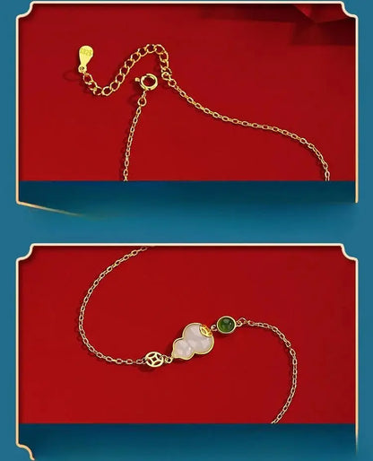 Jade Charm Bracelet: Hetian Gourd Fortune 925 Silver | STAR8S - STAR8S