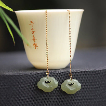 Jade Dangle Earrings: Hetian Ruyi Gift for Her | STAR8S