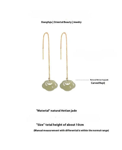 Jade Dangle Earrings: Hetian Ruyi Gift for Her | STAR8S