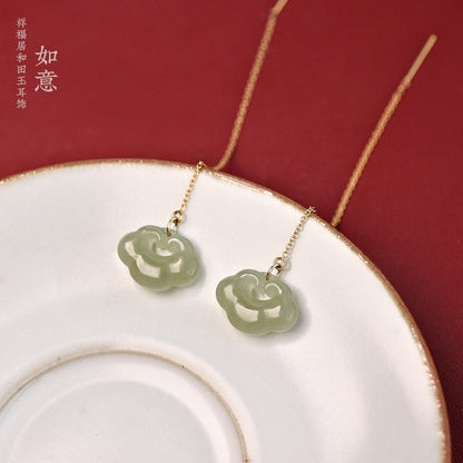 Jade Dangle Earrings: Hetian Ruyi Gift for Her | STAR8S