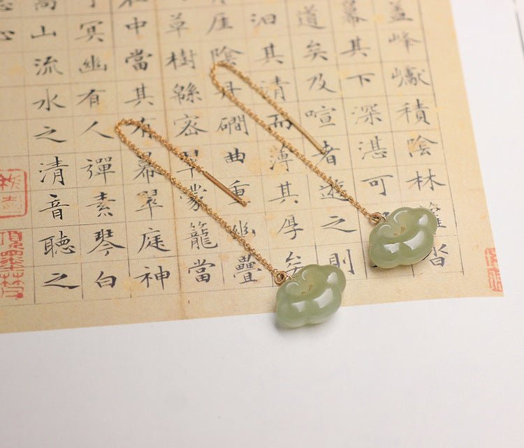 Jade Dangle Earrings: Hetian Ruyi Gift for Her | STAR8S