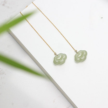 Jade Dangle Earrings: Hetian Ruyi Gift for Her | STAR8S