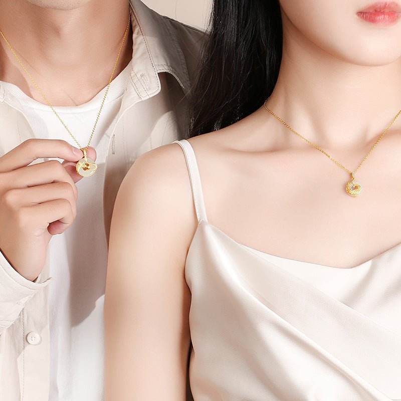 Jade Dragon Phoenix Pendants - 925 Silver Hetian Couples Necklace | STAR8S