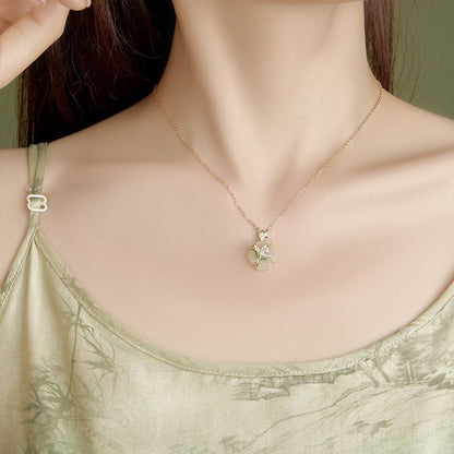 Jade Flower Necklace - 925 Silver Hetian Magnolia Clover | STAR8S