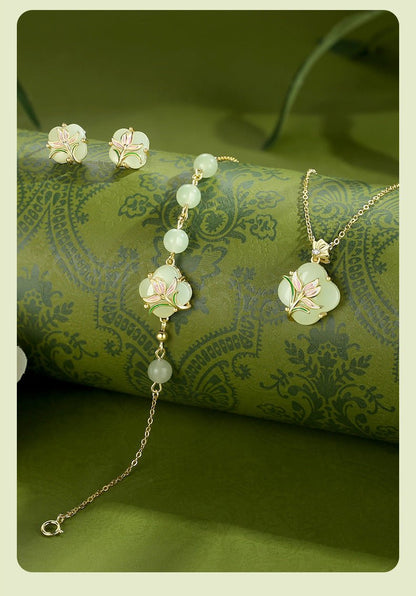 Jade Flower Necklace - 925 Silver Hetian Magnolia Clover | STAR8S