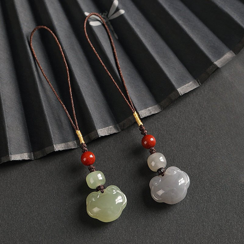 jade keychain: hetian ruyi lock with nanjiang red agate | star8s