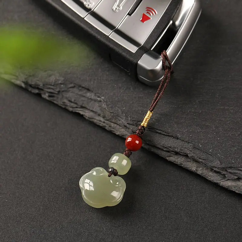 jade keychain: hetian ruyi lock with nanjiang red agate | star8s