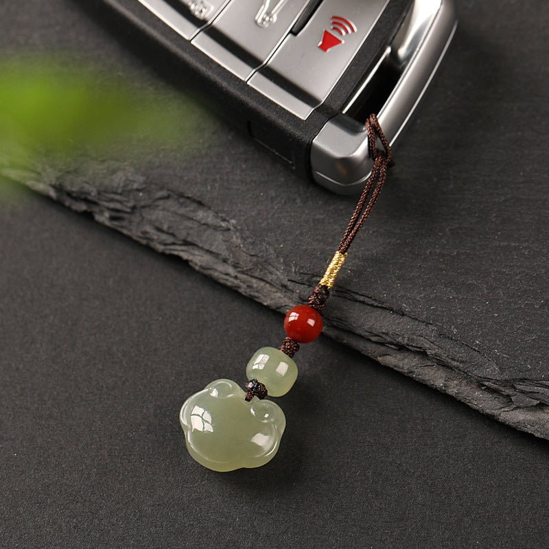jade keychain: hetian ruyi lock with nanjiang red agate | star8s