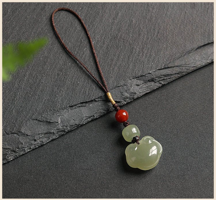 Jade Keychain: Hetian Ruyi Lock with Nanjiang Red Agate | STAR8S