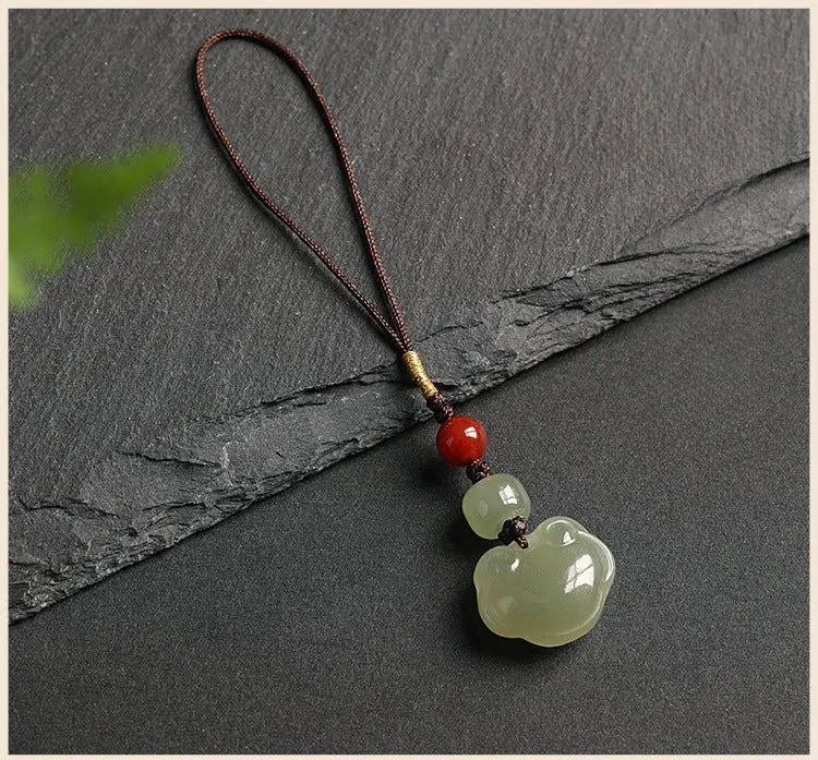 Jade Keychain: Hetian Ruyi Lock with Nanjiang Red Agate | STAR8S