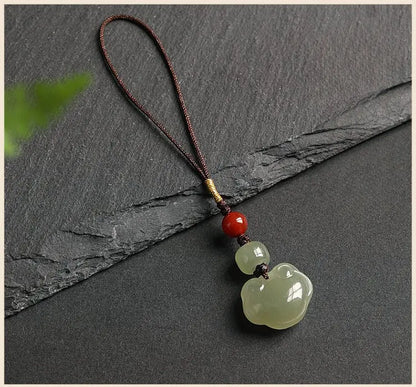 Jade Keychain: Hetian Ruyi Lock with Nanjiang Red Agate | STAR8S