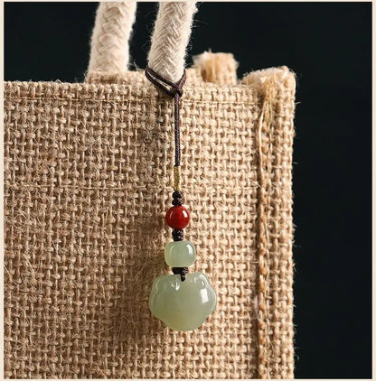 Jade Keychain: Hetian Ruyi Lock with Nanjiang Red Agate | STAR8S
