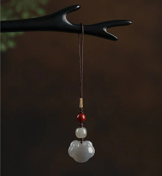 Jade Keychain: Hetian Ruyi Lock with Nanjiang Red Agate | STAR8S - STAR8S