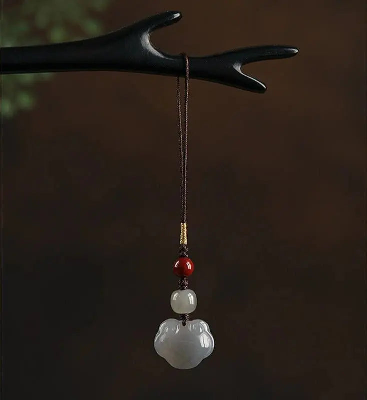 Jade Keychain: Hetian Ruyi Lock with Nanjiang Red Agate | STAR8S - STAR8S