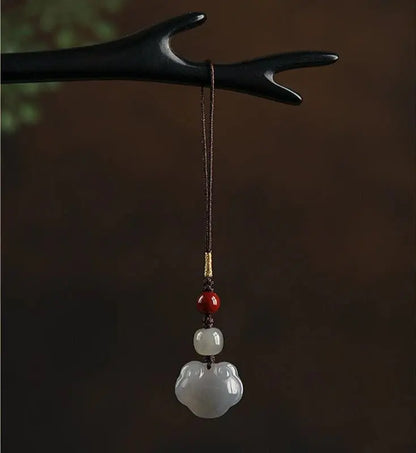 Jade Keychain: Hetian Ruyi Lock with Nanjiang Red Agate | STAR8S - STAR8S