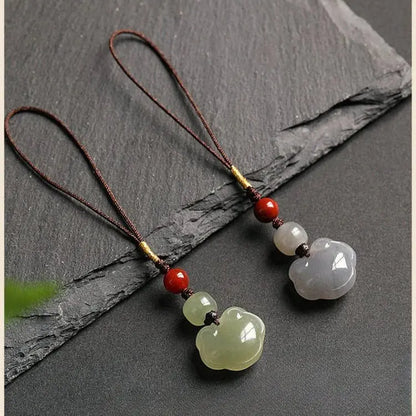 Jade Keychain: Hetian Ruyi Lock with Nanjiang Red Agate | STAR8S - STAR8S