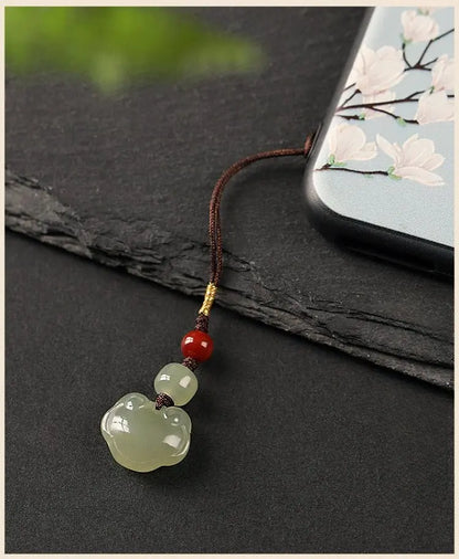 Jade Keychain: Hetian Ruyi Lock with Nanjiang Red Agate | STAR8S - STAR8S