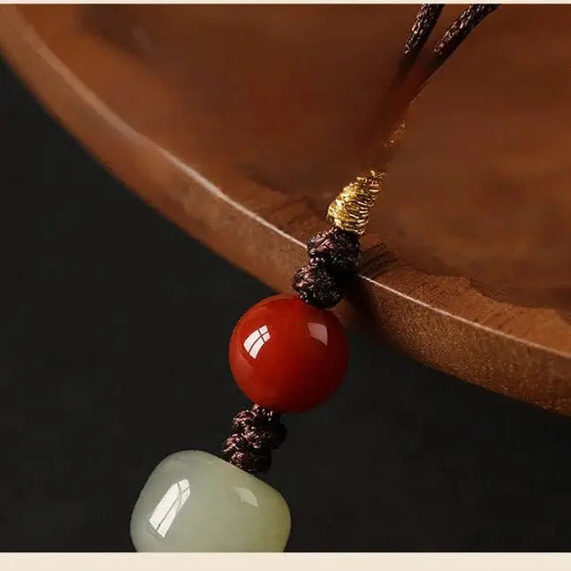 Jade Keychain: Hetian Ruyi Lock with Nanjiang Red Agate | STAR8S - STAR8S