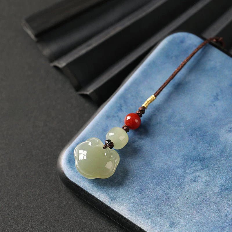 jade keychain: hetian ruyi lock with nanjiang red agate | star8s - star8s