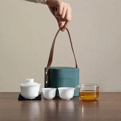 Jade Like Ice Travel Tea Set High End Business Portable Gift Kit - STAR8S