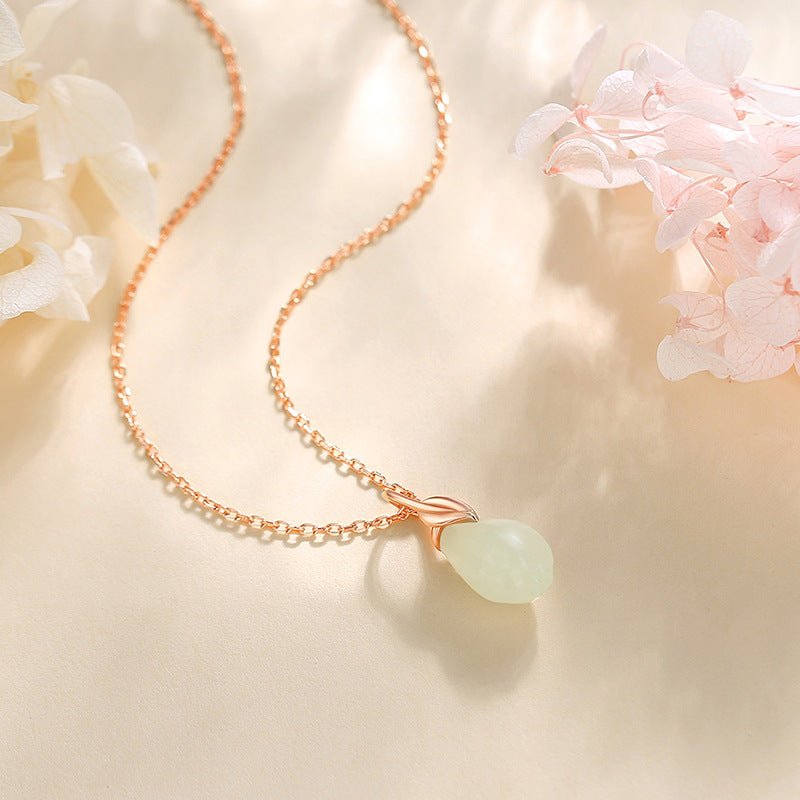 Jade Necklace Green - 925 Silver Hetian Magnolia Drop Design | STAR8S
