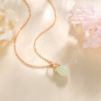 Jade Necklace Green - 925 Silver Hetian Magnolia Drop Design | STAR8S