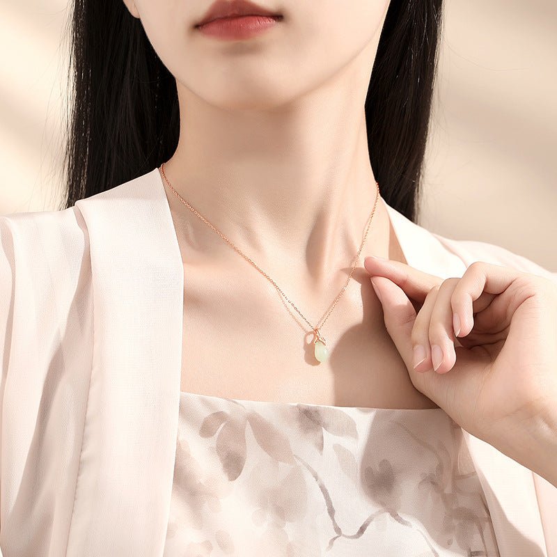 Jade Necklace Green - 925 Silver Hetian Magnolia Drop Design | STAR8S