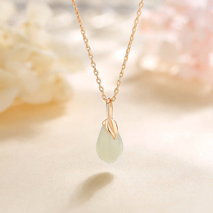 Jade Necklace Green - 925 Silver Hetian Magnolia Drop Design | STAR8S