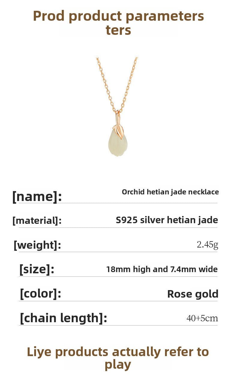 Jade Necklace Green - 925 Silver Hetian Magnolia Drop Design | STAR8S