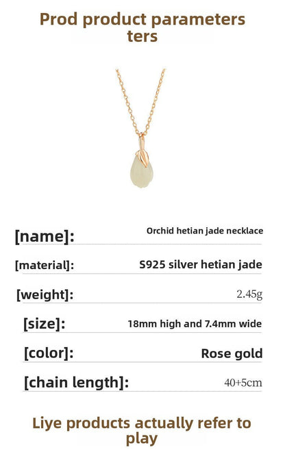 Jade Necklace Green - 925 Silver Hetian Magnolia Drop Design | STAR8S