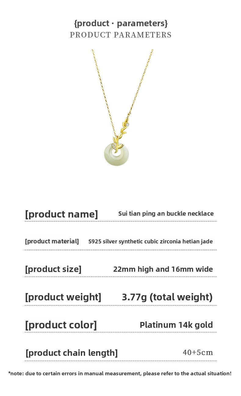 jade necklace silver - hetian wheat on 925 silver safety button | star8s